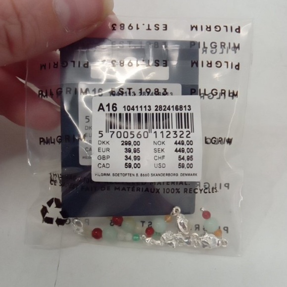 PILGRIM NIYA RECYCLED DANGLE SEMI PRECIOUS STONES EARRINGS - Picture 2 of 6